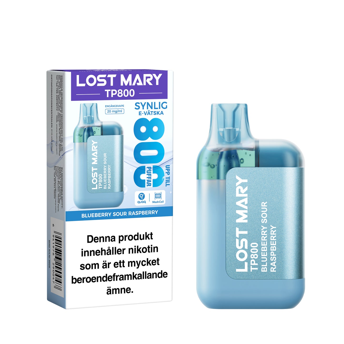 Lost Mary TP800 Blueberry Sour Raspberry 20mg (10-pack)