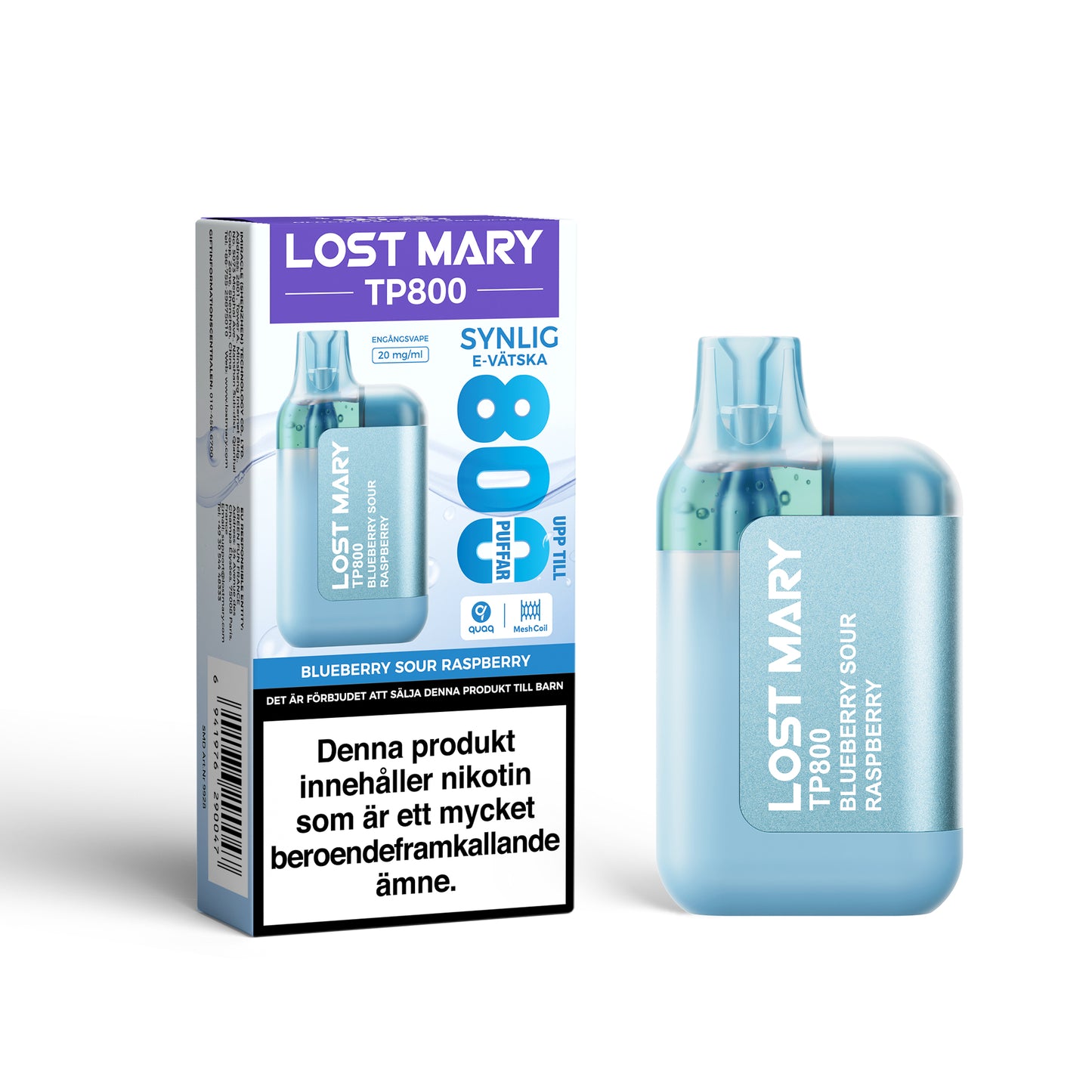 Lost Mary TP800 Blueberry Sour Raspberry 20mg (10-pack)