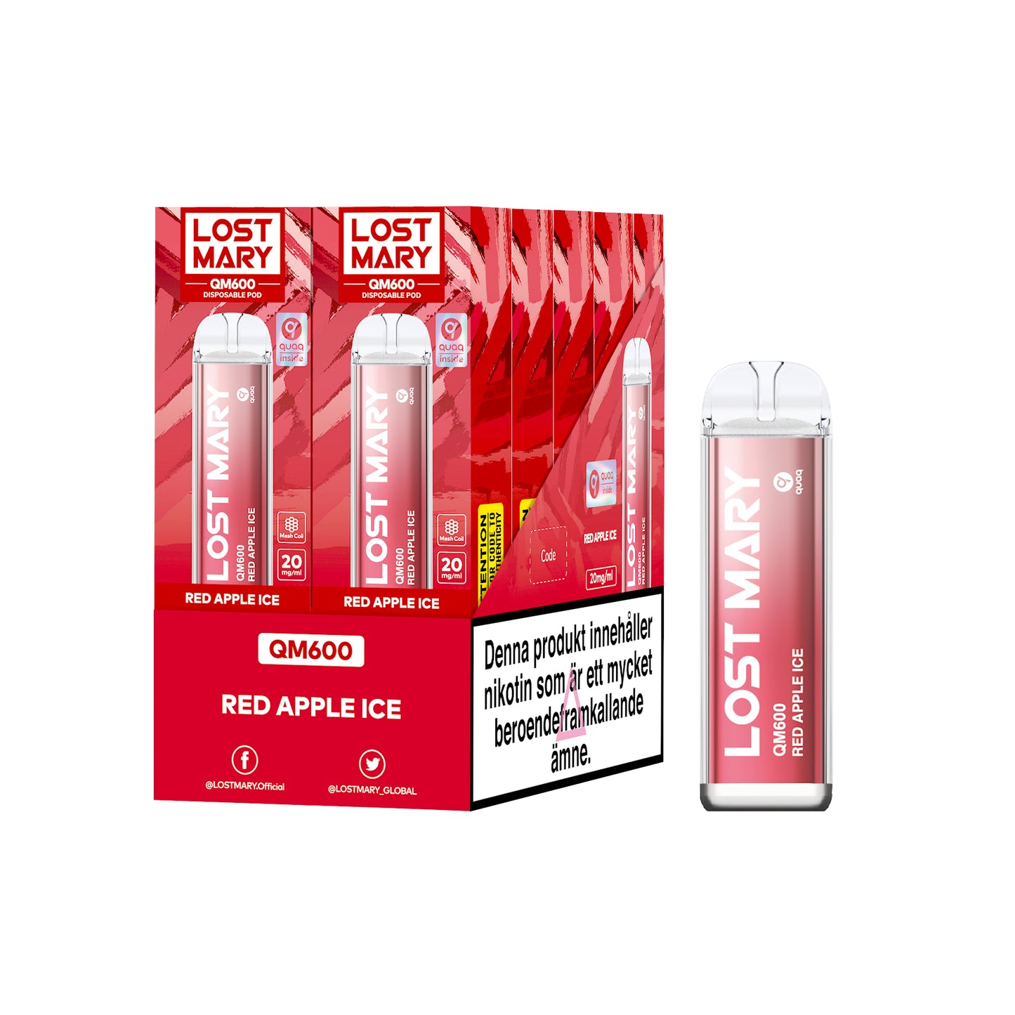 LOST MARY QM600-Red Apple Ice (10-pack)